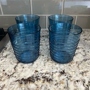 NEW Set Of 4 Opaque Blue Acrylic Plastic Tumblers Glasses